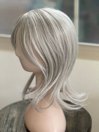 Till style silver blonde hair toppers for women / bangs