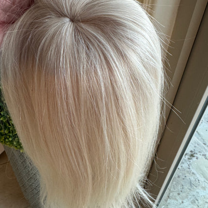 Tillstyle 100% human hair platinum blonde /white blonde top piece