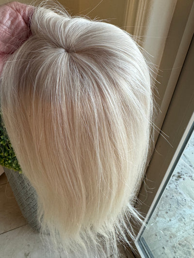 Tillstyle 100% human hair platinum blonde /white blonde top piece