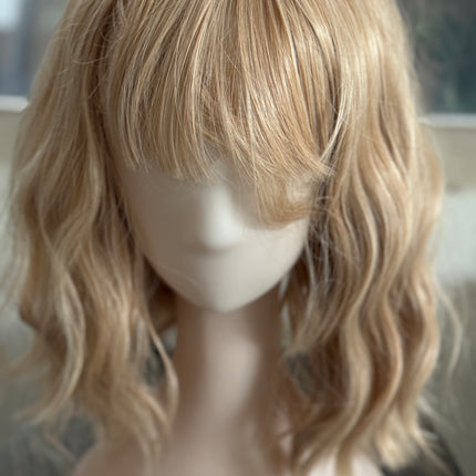 Tillstyle blonde wig loose body wave air bangs shoulder length wig for women