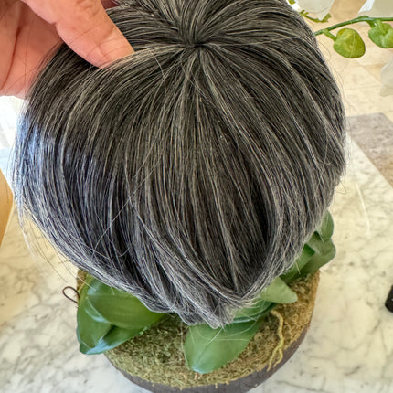 Tillstyle dark grey hair top piece clip in hair toppers for thinning crown