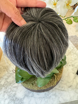 Tillstyle dark grey hair top piece clip in hair toppers for thinning crown