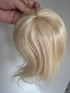 Tillstyle top hair piece 100%human hair light blonde #60clip in hair toppers for thinning crown/ widening part