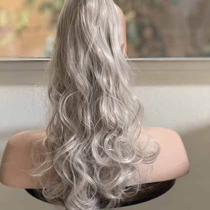 Tillstyle blonde grey loose body wave clip in ponytail