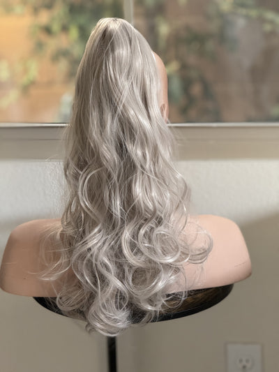 Tillstyle blonde grey loose body wave clip in ponytail