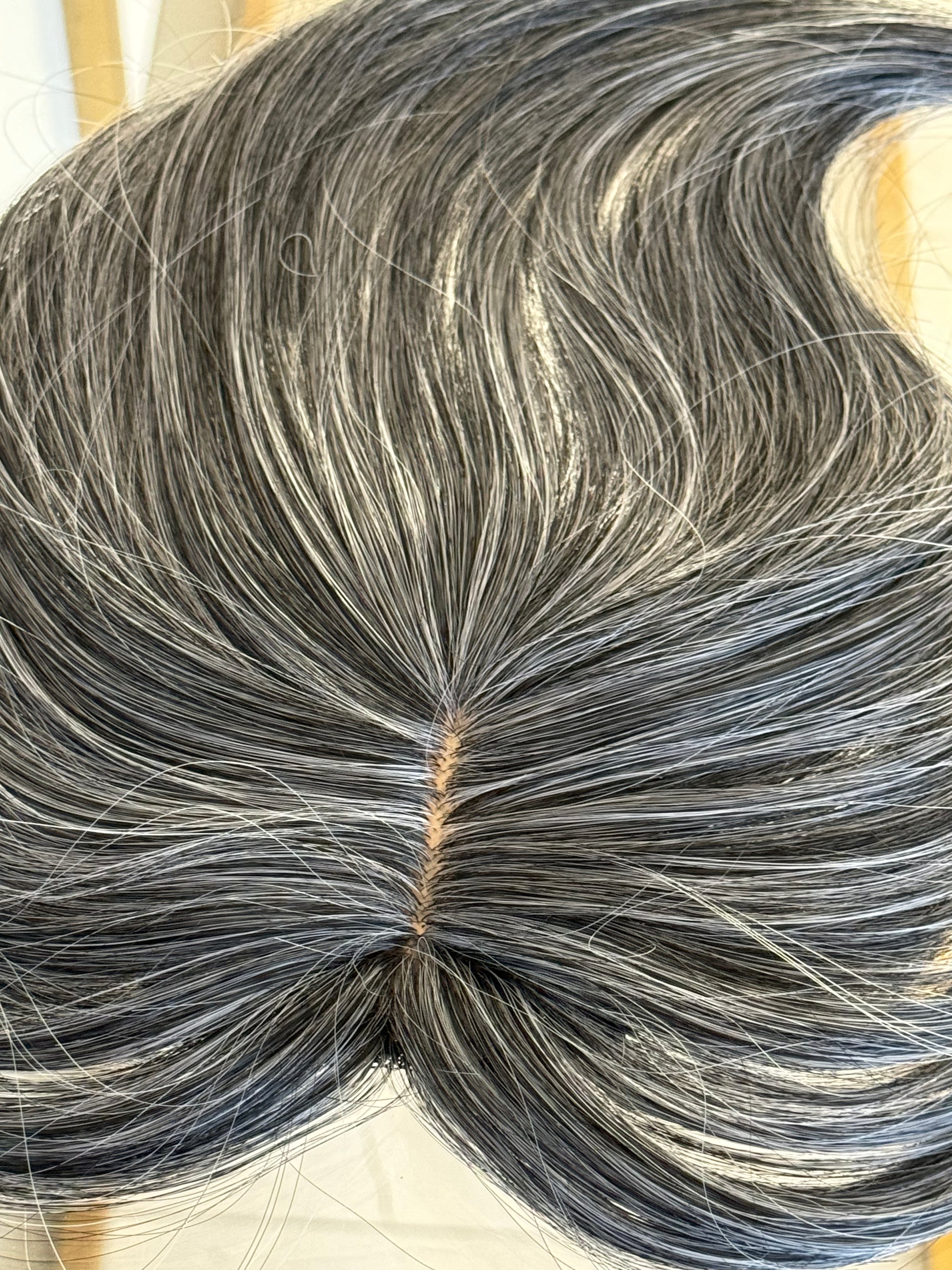 Tillstyle grey highlighted hair topper with bangs