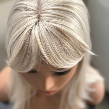 Tillstyle White hair topper with bangs/creamy white