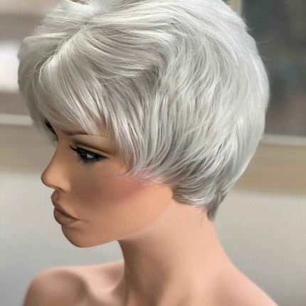 Tillstyle white silver layered wig /short pixy  wig