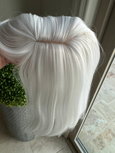 Tillstyle white hair topper with bangs