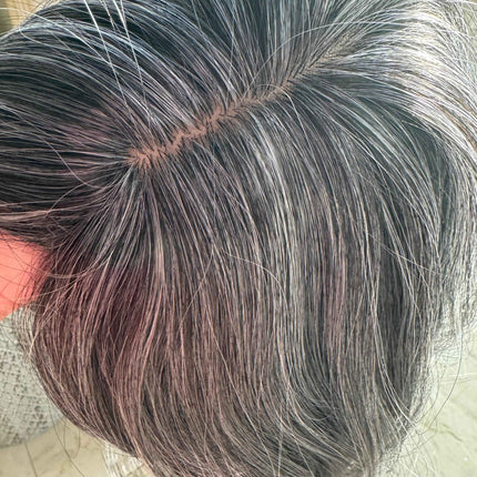 Till style medium grey hair toppers for women with bangs