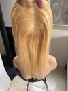 Tillstyle Human Hair Topper ombre Blonde clip in mono mesh base