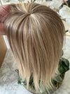 Tillstyle human hair ash blonde highlighted hair piece  clip in hair toppers