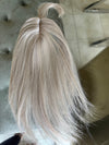 Tillstyle synthetic hair top piece  with bangs white blonde pale white clip in hair piece for thinning crown
