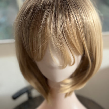 Tillstyle Blonde bob wig with bangs  ombre blonde short hair wigs for women