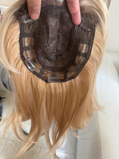 Tillstyle  blonde with brown roots hair toppers /butterfly bangs