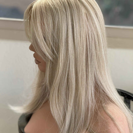 Till style ash blonde highlighted hair toppers for women  with butterfly bangs