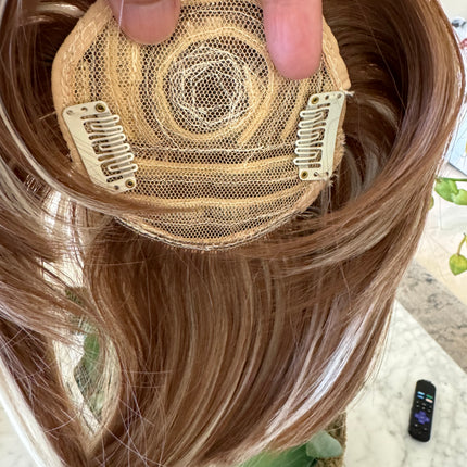 Tillstyle ash brown blonde highlighted hair piece  brown clip in hair toppers for thinning crown