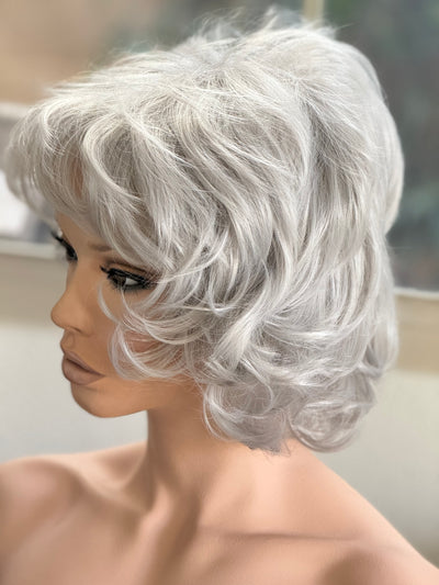 Tillstyle  silver white curly wig /short wig