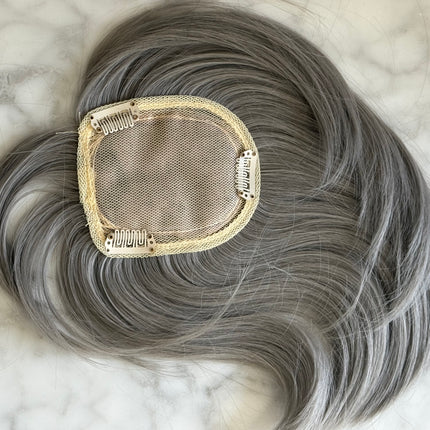 Tillstyle grey hair topper with bangs/real part