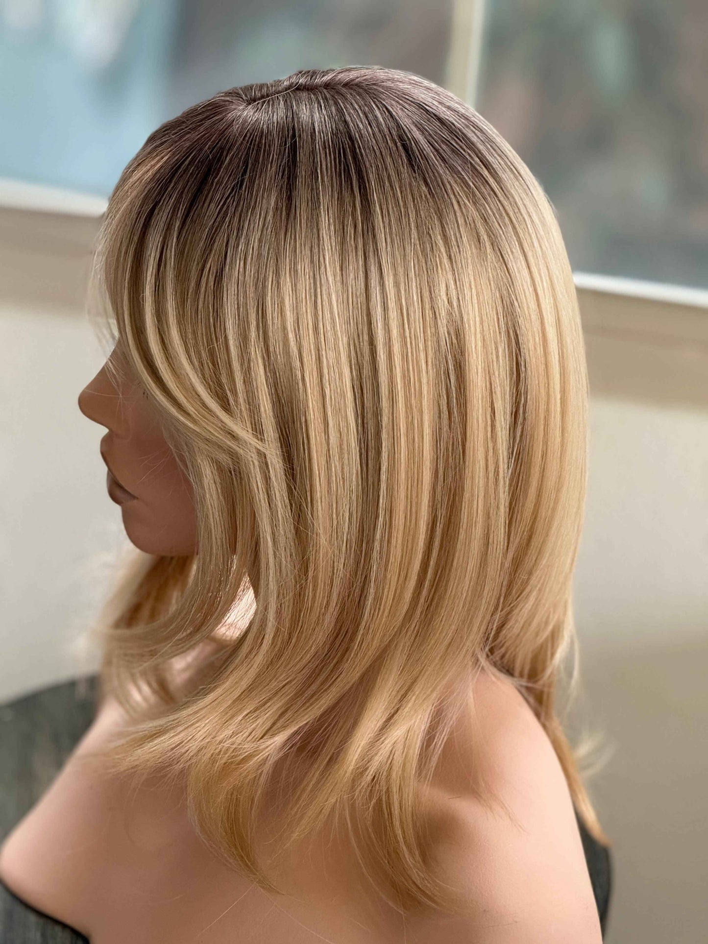 Tillstyle  blonde with brown roots hair toppers /butterfly bangs