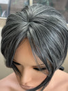 Tillstyle top hair piece   grey mixed white salt and pepper clip in hair toppers for thinning crown