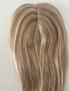 Tillstyle clip in human hair toppers for women mono base ash blonde with brown highlights