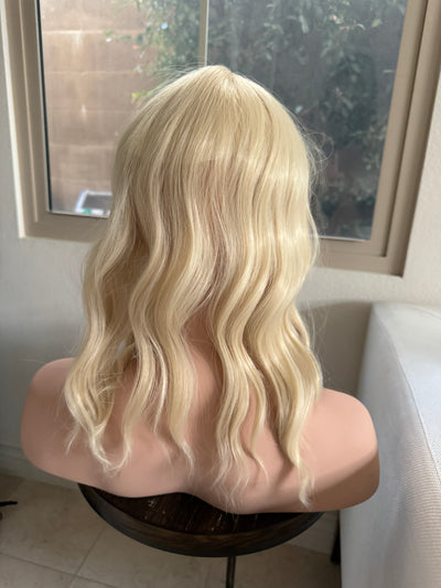 Till style   blonde hair toppers for women  with butterfly bangs loose body wave