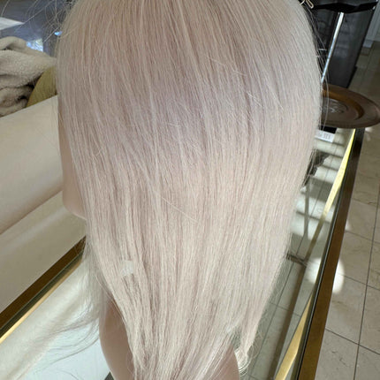 Ice blonde  /white  blonde virgin human hair topper mono mesh base