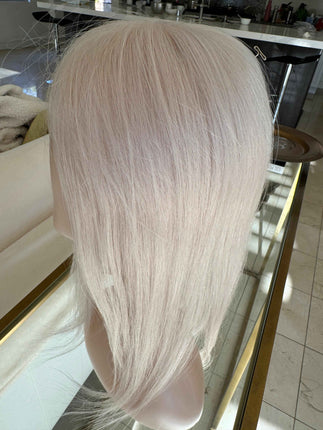 Ice blonde  /white  blonde virgin human hair topper mono mesh base