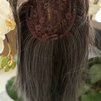 Tillstyle Grey hair topper with bangs/brown grey