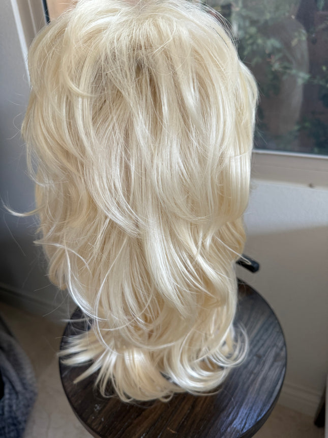 Tillstyle shaggy layered wig with bangs bleach blonde #613 shoulder length