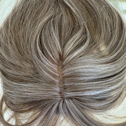 Tillstyle grey hair toppers for women /ash brown / bangs