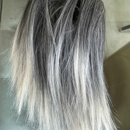 Tillstyle light silver grey salt and pepper clip in ponytail straight