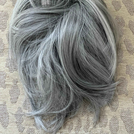 Tillstyle Hair scrunchie elastic hair bun chignon straight hair grey