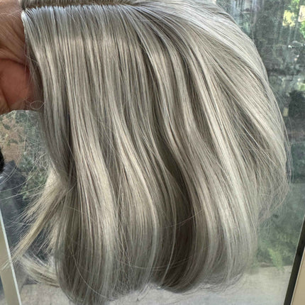 Tillstyle silver grey hair topper bob hair /short hair