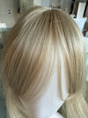 Synthetic hair toppers with bangs ash brown ash blonde