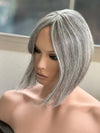 Tillstyle silver white Human Hair Toppers with bangs