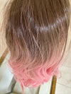 Tillstyle  brown with pink  clip in ponytail clip in pony tail synthetic premium fibre