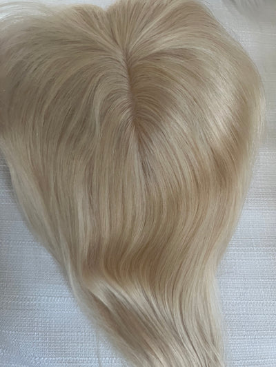 Tillstyle human hair toppers blonde/100% real human hair light blonde mono mesh base