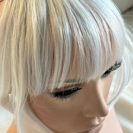 Tillstyle white silver grey clip in bangs for women  /alopecia/thinning hair