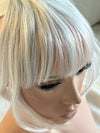 Tillstyle white silver grey clip in human hair bangs for women remy hair /alopecia/thinning hair