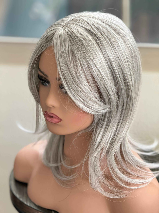 Till style silver white hair toppers for women / bangs