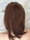 Synthetic hair toppers for women with bangs dark brown with orange highlights