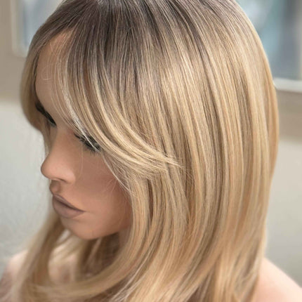 Tillstyle  blonde with brown roots hair toppers /butterfly bangs