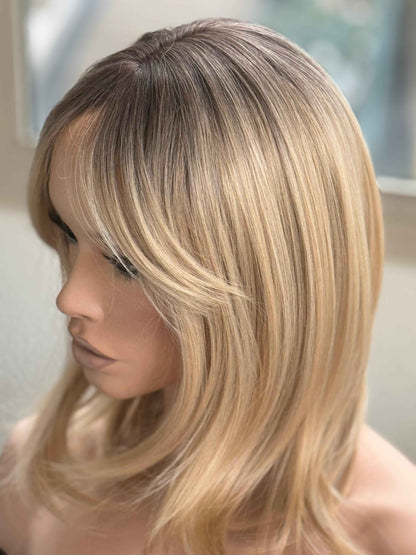 Tillstyle  blonde with brown roots hair toppers /butterfly bangs