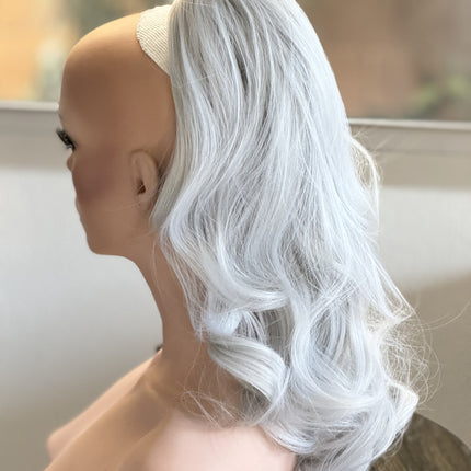 Tillstyle  white silver grey loose body wave clip in ponytail