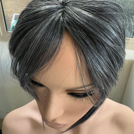 Tillstyle hair piece grey clip in hair toppers for thinning crown short hair styles