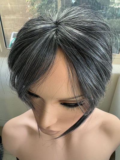 Tillstyle hair piece grey clip in hair toppers for thinning crown short hair styles