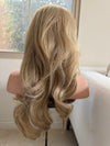 Tillstyle long wavy tied in half wig ash blonde with platinum blonde water wave breathable base