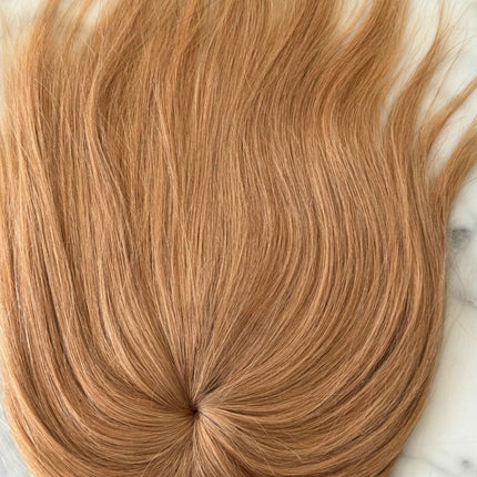 Tillstyle top hair piece 100%human hair honey blonde clip in hair toppers for thinning crown